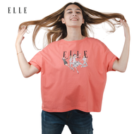 ELLE Boutique เสื้อยืดสตรีคอปาด ทรง Crop แขนสั้น สกรีนลาย ELLE LIMITED EDITIONS W3K569