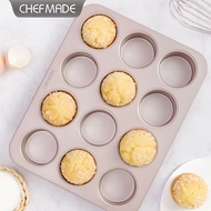 X-Chu 12-Cup Non-Stick English Muffin Pan T5C7, Professional Bakeware, Premium Carbon Steel, Easy Re