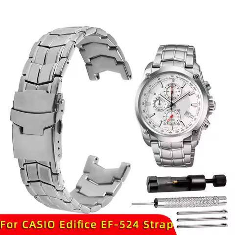 Solid Stainless Steel Genuine Watch band For CASIO Edifice EF-524 Watch Strap Bracelet Men Watchband