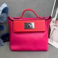 Hermes 愛馬仕 2424 mini 雙拼紅色 銀扣 Z刻