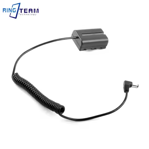 5.5*2.1mm/5.5*2.5mm External Power Coiled Cable NP-FM500H Coupler - Stable Power for Sony DSLR A200 