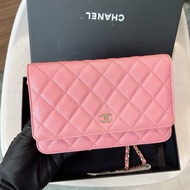 Chanel WOC 發財包 23K珊瑚粉 荔枝牛皮