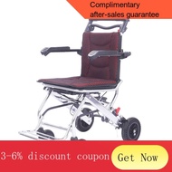 ! Aluminum Alloy Wheelchair Elderly Lightweight Folding Small Elderly Plane Travel Simple and Portable Wheelchair Trolle