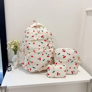 3pcs Nylon Bow Print Backpack Set,Foldable Multi-Po Cket Large CapacityWater-Resistant Zipper Backpa