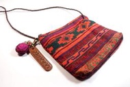 泰北清邁少數民族 設計師精品 民族風 幾何圖騰編織 棉麻老布 手工皮繩 隨身鑰匙圈 迷你包