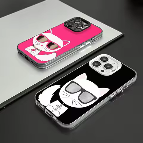 Fashion print CAT K-karl phone case FUNDA for iPhone 12 11 13 14 15 16 17Max Pro Plus Mini Color Pro