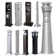 HY/💯Outdoor Stainless Steel Ashtray Vertical Cigarette Butt Column Civilized Smoking Column Cigarette Holder Collector T