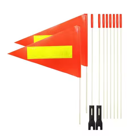 ABUI-Adjustable 6-Feet Pole Bike Safety Flags 2 Pcs, Polyester Waterproof Tear-Resistant Flags
