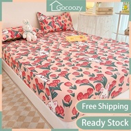 Cartoon Flower Fitted Bed Sheet Queen King Single Size Bed Cover 3 in 1 Mattress Protector Solid Color Pillowcase