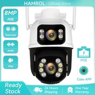 Hamrol 4K 8MP POE PTZ Camera Automatic Tracking Waterproof Color Night Vision  Wired Security Monito