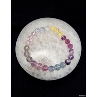 Rainbow Flourite Quartz Crystal Stone Bracelet 8mm Cutting Stone4A F1071