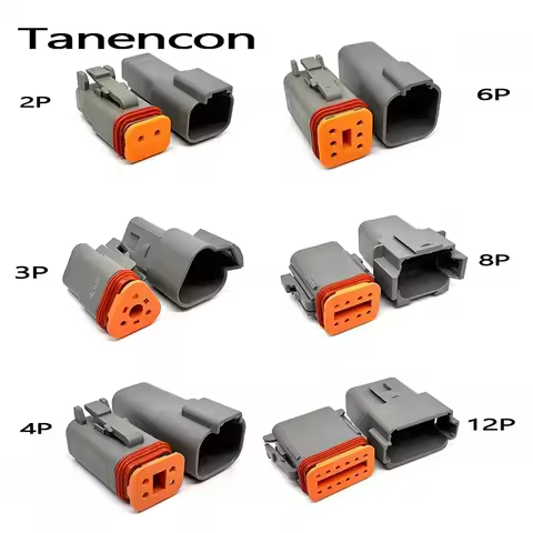 1 Set 2P/3P/4P/6P/8P/12 Pin DT series Connector Waterproof Electrical Male Female Plug for Car Motor
