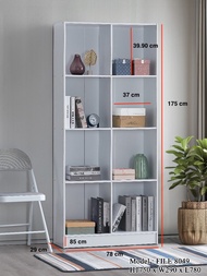 MYHOUSE FURNITURE 12 Cube 8 Cube Bookshelf Bookcase 4 Tier File Cabinet White Color Cupboard Buku Ra