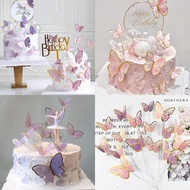 Iridescent Butterfly Cake Toppers – Gold-Foiled Paper Decor for Birthdays & Parties