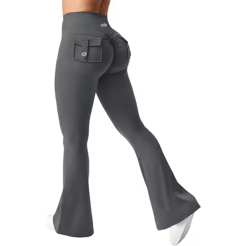 2026 fashion elastic nude flared pants elastic quick drying yoga clothes slimming fitness casual pan
