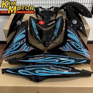 COVERSET Y15 V1 V2 ORIGINAL VELOZI Y15ZR FIRE EDITION API METALLIC BLACK SKY BLUE HITAM BIRU STRIPE 