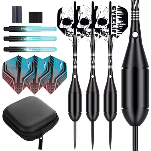 cyeelife 26g Bullet Tip Steel Darts Set of 3 with Storage Case and Sharpener
