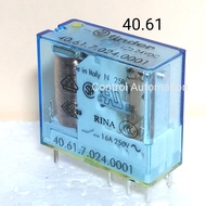 40.61 Finder 24VDC / 230VAC 8 Pin Relay SPDT 16A / 95.05 Tapak Relay / Relay Socket Din Rail Type