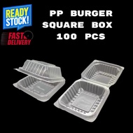 [100pcs] PP Burger Cake Box – Disposable Plastic Container for Tapau, Takoyaki, Rojak, Nasi Lemak (K