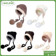 NOPVXBU Ear Protection Hat, Bear Ear Crochet Beanies Bear Hat,  Wool Thickened Warm Hat Women