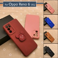 Mobile Case For Oppo Reno 6 5G Plain DIY Bear Stand Ring I-Ring Back Case TPU Soft Cover Casing
