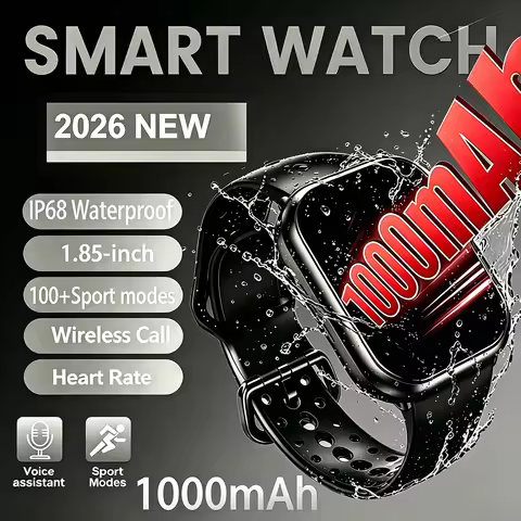 2026 New AI Voice Smart Watch Men Women 1.85 inches 1000mAh IP68 BTCall Blood Pressure Sleep Monitor