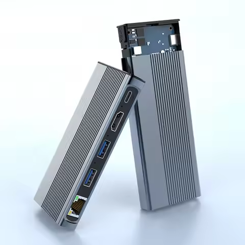 USB 3.0 Type C Hub Adapter Gigabit Ethernet 4K 30Hz HDMI 60W PD Docking Station M.2 NVMe and SATA SS