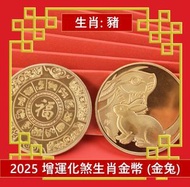 A1 - (金兔) 2025年 生肖豬犯太歲化解護身鍍金幣 增運化煞生肖金幣