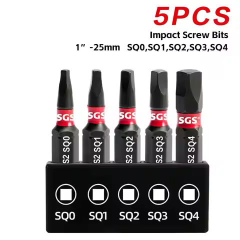 5 Pieces, 25mm Short Square Impact Bits, S2 Steel, 61Hrc High Hardness, Strong Magnetic Adsorption f