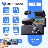 【BUY 1 FREE 1】South Ocean A215 Dashcam 4K WiFi Built in GPS Front And Rear Dash Cam Car Camera Drivi