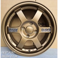 TE37 15" 16" 17" 4H100/114 5H113 ET38/ET40GLOSSY BLACK LIGHT GOLD MATTE BLACK WHITE GLOSSY GUN METAL