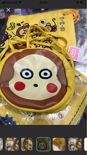 馬騮仔 淘氣猴 軟皮圓形斜咩袋 Om monkichi