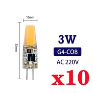 Yingke โคมไฟ G4โคมไฟ Led 3W 6W 10ชิ้น/ล็อต,หลอดไฟ Led E14 Ac/dc 12V 220V โคมไฟระย้าไฟสปอตไลต์ Cob เปลี่ยนฮาโลเจน