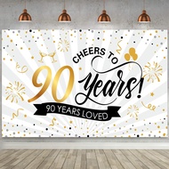5x3ft Happy 90th Birthday Photography Backdrop Background Men Women 90th Anniversary Background Phot