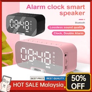 Bluetooth Speaker Wireless Music Player Mirror Screen Digital Alarm Clock LED Table Clock Portable Bass Stereo Subwoofer