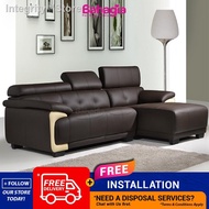 ✷◎BAHAGIA Casa Leather Scott L Shape  Sofa Grey / Dark Brown Colour