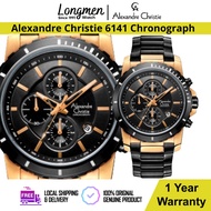 [Klang Longmen] Alexandre Christie AC6141 AC6141MC AC 6141 MC 6141MC Chronograph Black Rose Gold Men's Watch