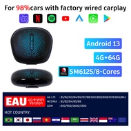 CarPlay AI Box Android 13.0 2023 Carplay และ Android Auto ตัวรับสัญญาณ WIFI 8-Core ใหม่ล่าสุดกล่องมายากลสำหรับรถยนต์ Google Play/Netflix/Youtube/gps ในตัวพร้อม CarPlay แบบมีสาย OEM