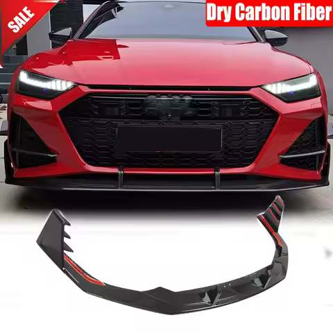 For Audi RS7 RS6 C8 Sportback 2020UP Dry Carbon Fiber Front Bumper Lip Spoiler Body Kits Car Accesso