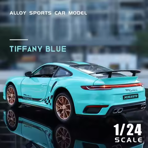 1:24 911 Turbo S Model Toys Alloy Diecast Sound Light Doors Opened Pull Back Exquisite Sports Cars f