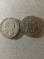 Koin Replika Tiruan Wilhelmina Koningin Belanda Nederlands Tahun Acak 1/2 - 1 - 2 1/2 - 3 1/2 Gulden