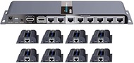 PremiumCord HDMI Splitter 1-8 + 8X Extender CAT6/6a/7, Metal Housing, LED Status, Compatible with Fu