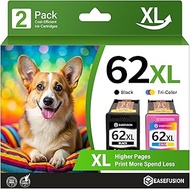 62XL Replacement for HP Ink 62 62XL Ink Cartridge Combo Pack Black and Color High Yield for HP Envy 
