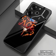 HP GUMIHO - Glossy Glass Glitter Case for Type TECNO POVA 6hp TECNO POVA 6 PRO/ Fashion ONE PIECE Ca