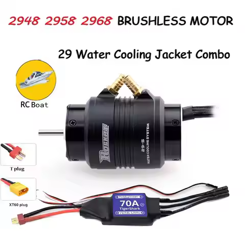 ROCKET-RC 2968 2958 2948 Brushless Motor 29-S/29-L Water Cooling Jacket 70A ESC Combo for Traxxas Bl