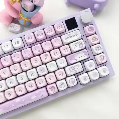 95Keys Dessert Cat Theme Keycaps MOA Profile PBT Key Caps Kit for 61/64/68/84/75/87Keys GMK67 Gaming