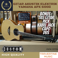 Gitar Akustik Elektrik YAMAHA APX 600ii CUSTOM HIGH QUALITY with Equalizer Tuner Ukuran Standard 40 inch (Bonus Tas+Pick+Kunci L+Capo+Kabel Jack)