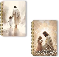 2pcs Inspirational Spiral Notebook with Inspirational Bible Verses, We love because he first loved u