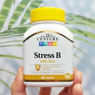 วิตามินบีรวม ผสมซิงค์ สังกะสี วิตามินบีคอมเพล็กซ์ Stress B with Zinc 66 Tablets (21st Century®)