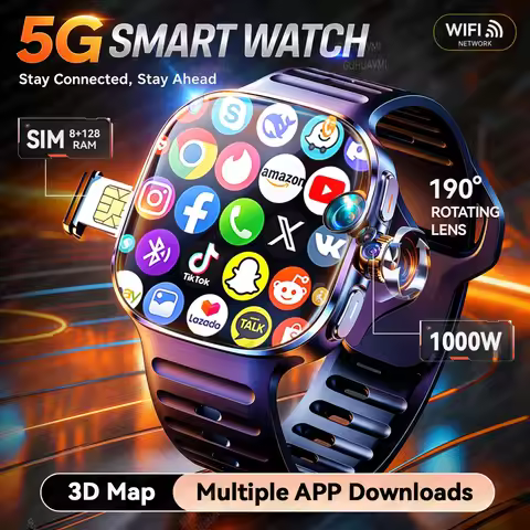 5G/4G Full Netcom Smart Watch 2.4“ AMOLED 1000W Camera Video Call GPS WIFI Google Map APP SIM Card 8